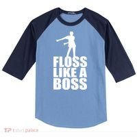 Floss Like A Boss Dance Logo Raglan Baseball Sleeve Shirt thumb 0