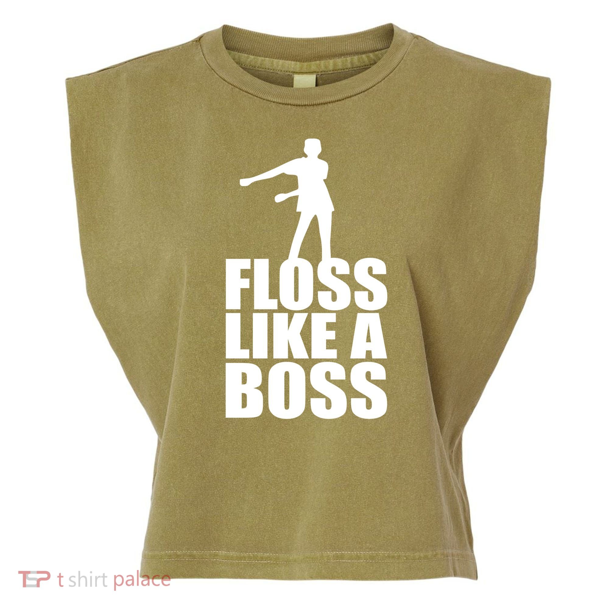 Floss Like A Boss Dance Logo Garment-Dyed Women's Muscle Tee