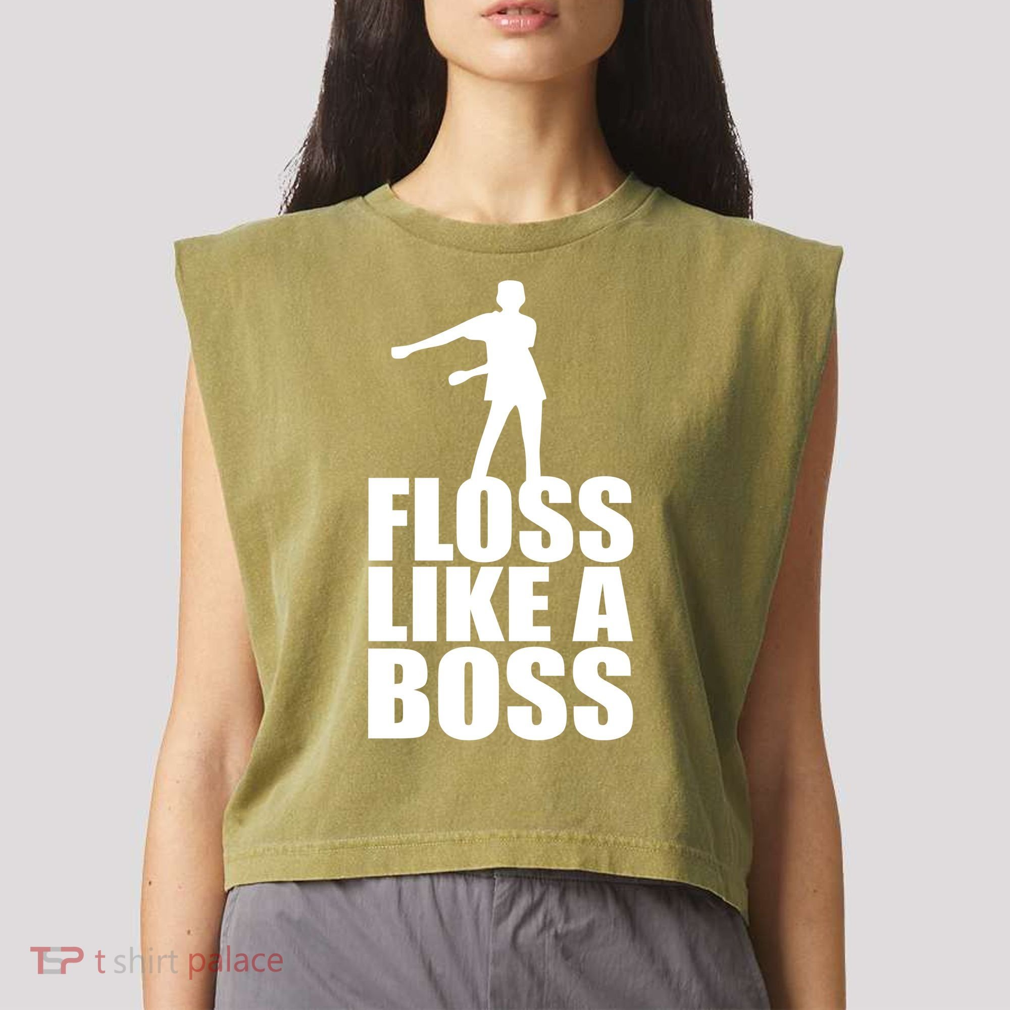 Floss Like A Boss Dance Logo Garment-Dyed Women's Muscle Tee