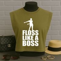 Floss Like A Boss Dance Logo Garment-Dyed Women's Muscle Tee thumb 3