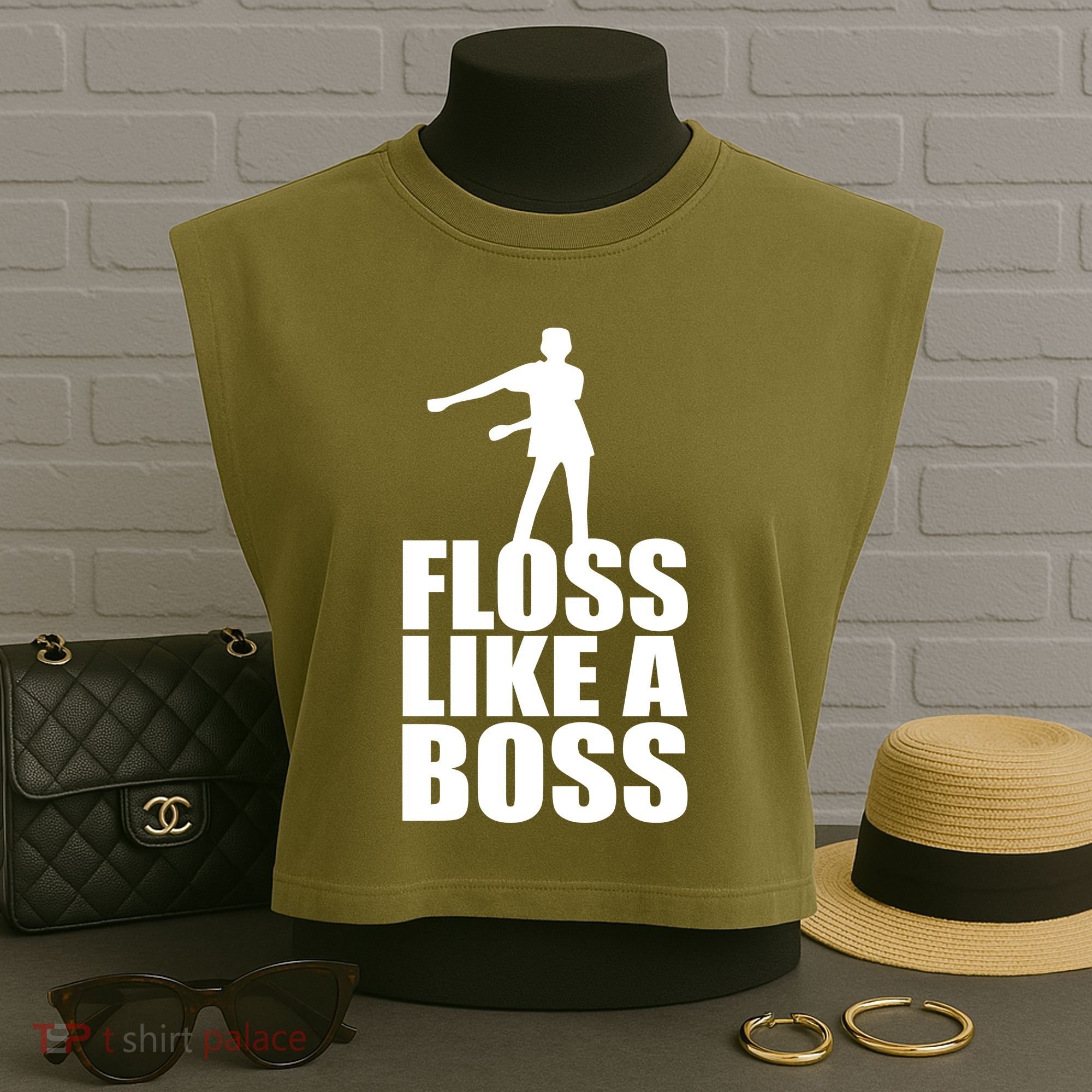 Floss Like A Boss Dance Logo Garment-Dyed Women's Muscle Tee