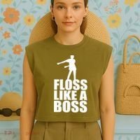 Floss Like A Boss Dance Logo Garment-Dyed Women's Muscle Tee thumb 4
