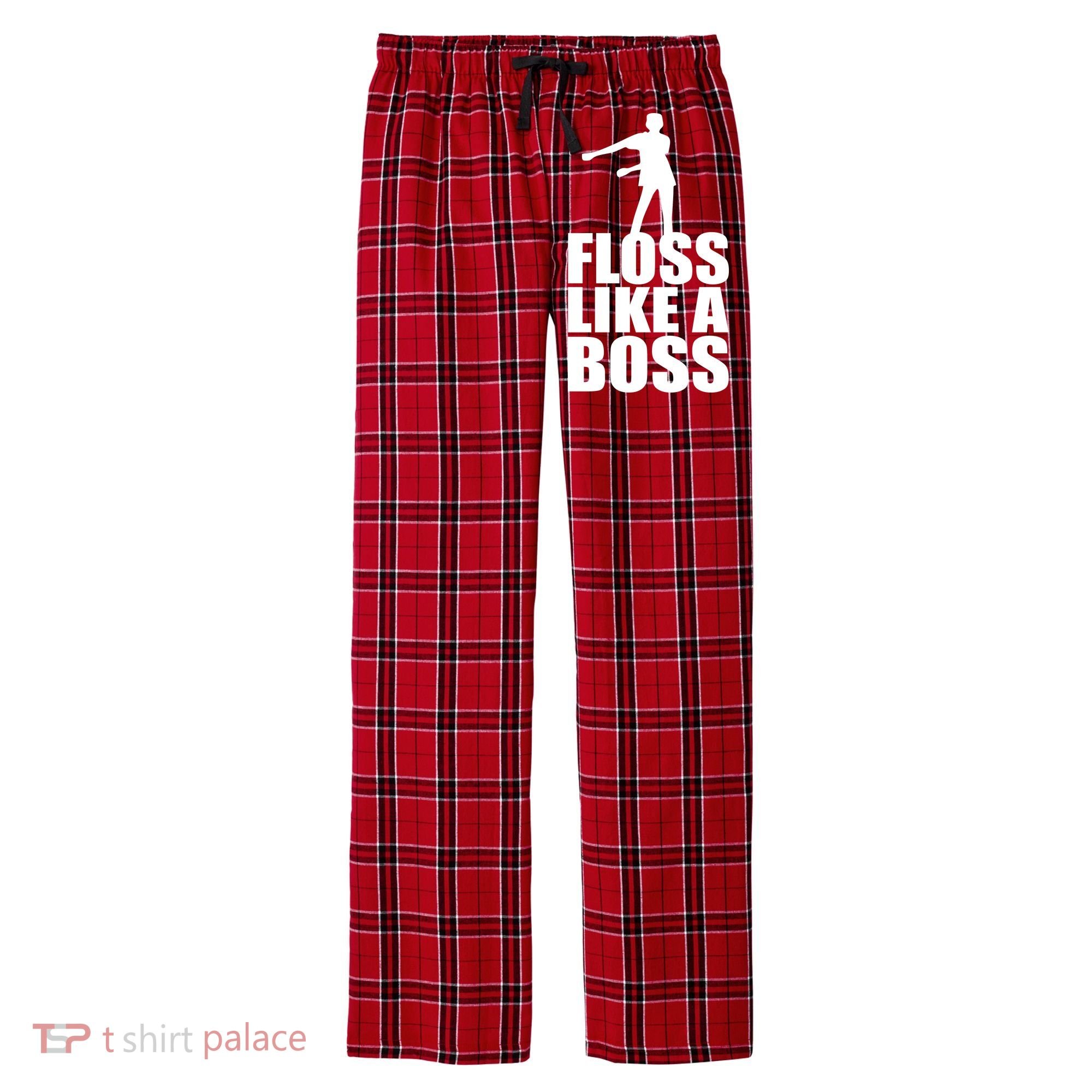 Floss Like A Boss Dance Logo Men's Flannel Plaid Pajama Pants