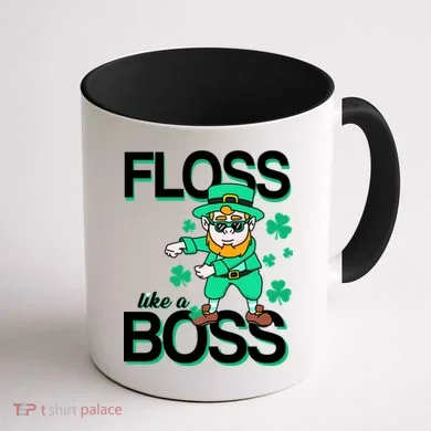 Floss Like A Boss Leprechaun Coffee Mug back
