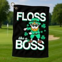Floss Like A Boss Leprechaun Golf Towel thumb 1
