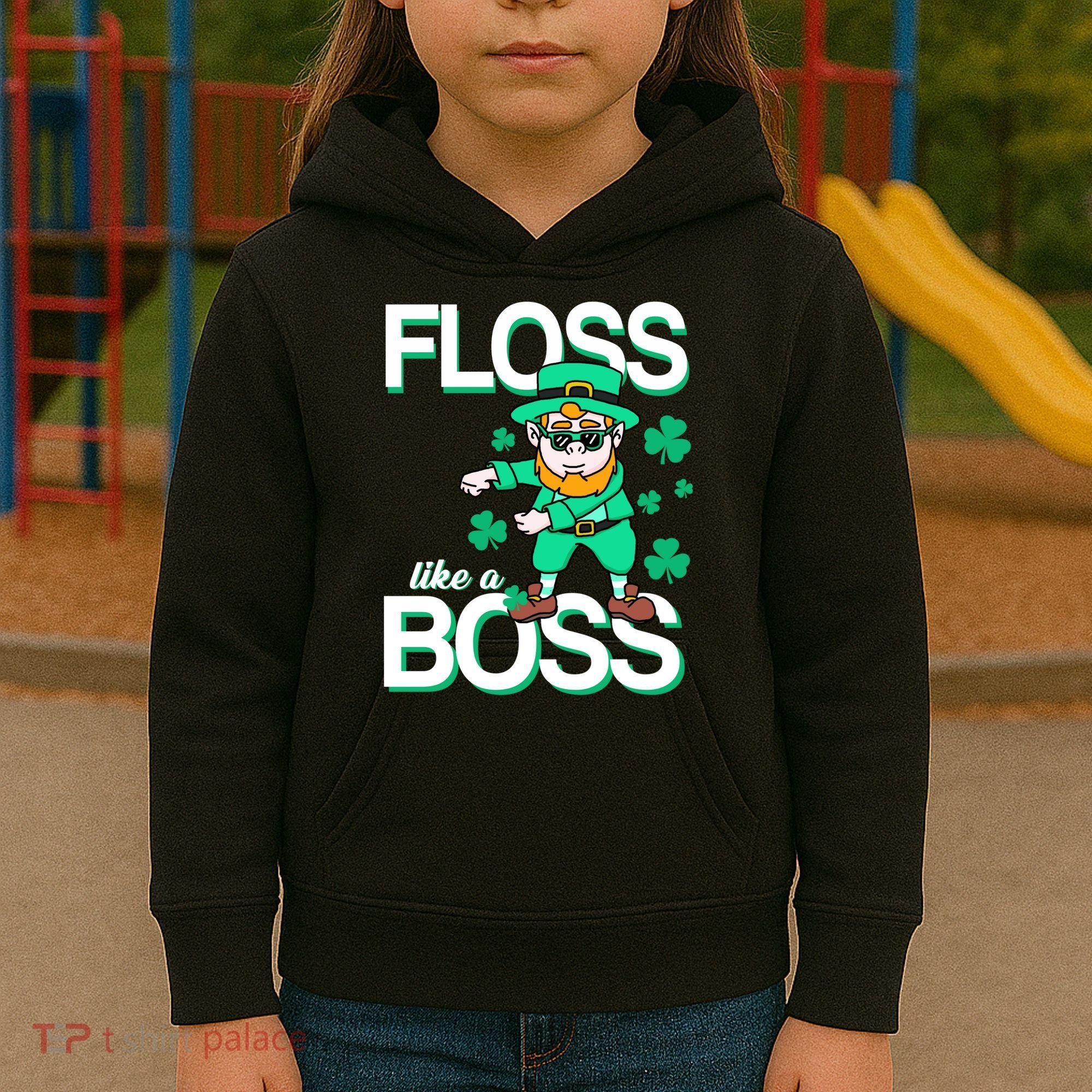 Floss Like A Boss Leprechaun Kids Hoodie