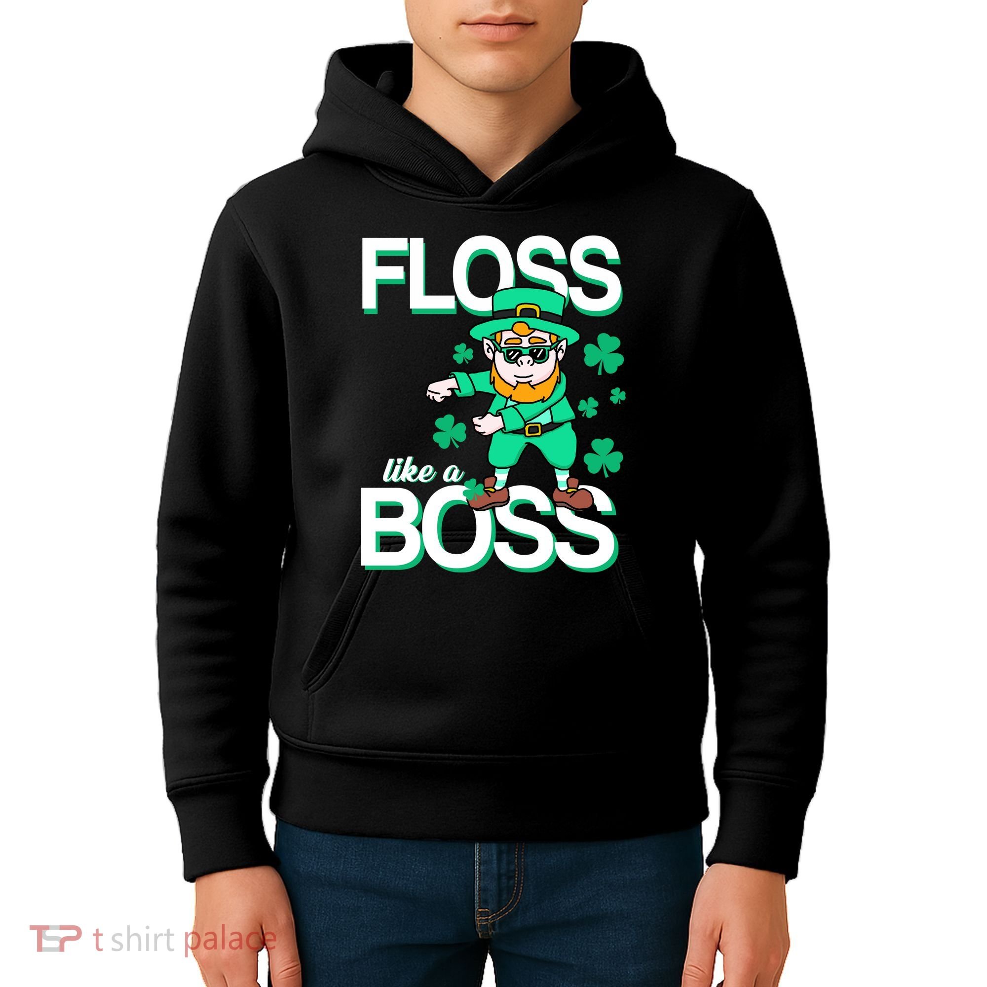 Floss Like A Boss Leprechaun Kids Hoodie
