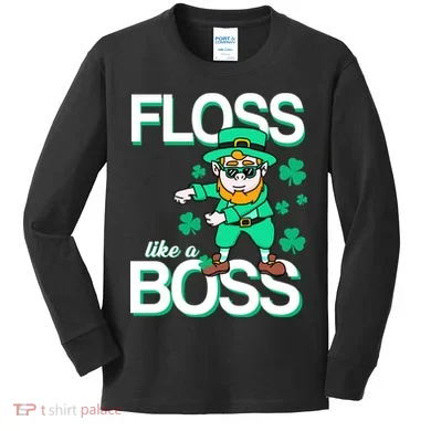 Floss Like A Boss Leprechaun Kids Long Sleeve Shirt