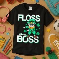 Floss Like A Boss Leprechaun Kids T-Shirt thumb 3