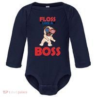 Floss Like A Boss Pug Dancing Baby Long Sleeve Bodysuit thumb 0