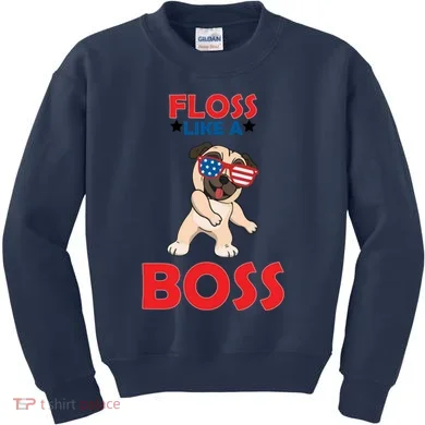 Floss Like A Boss Pug Dancing Kids Sweatshirt