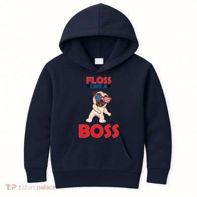 Floss Like A Boss Pug Dancing Kids Hoodie