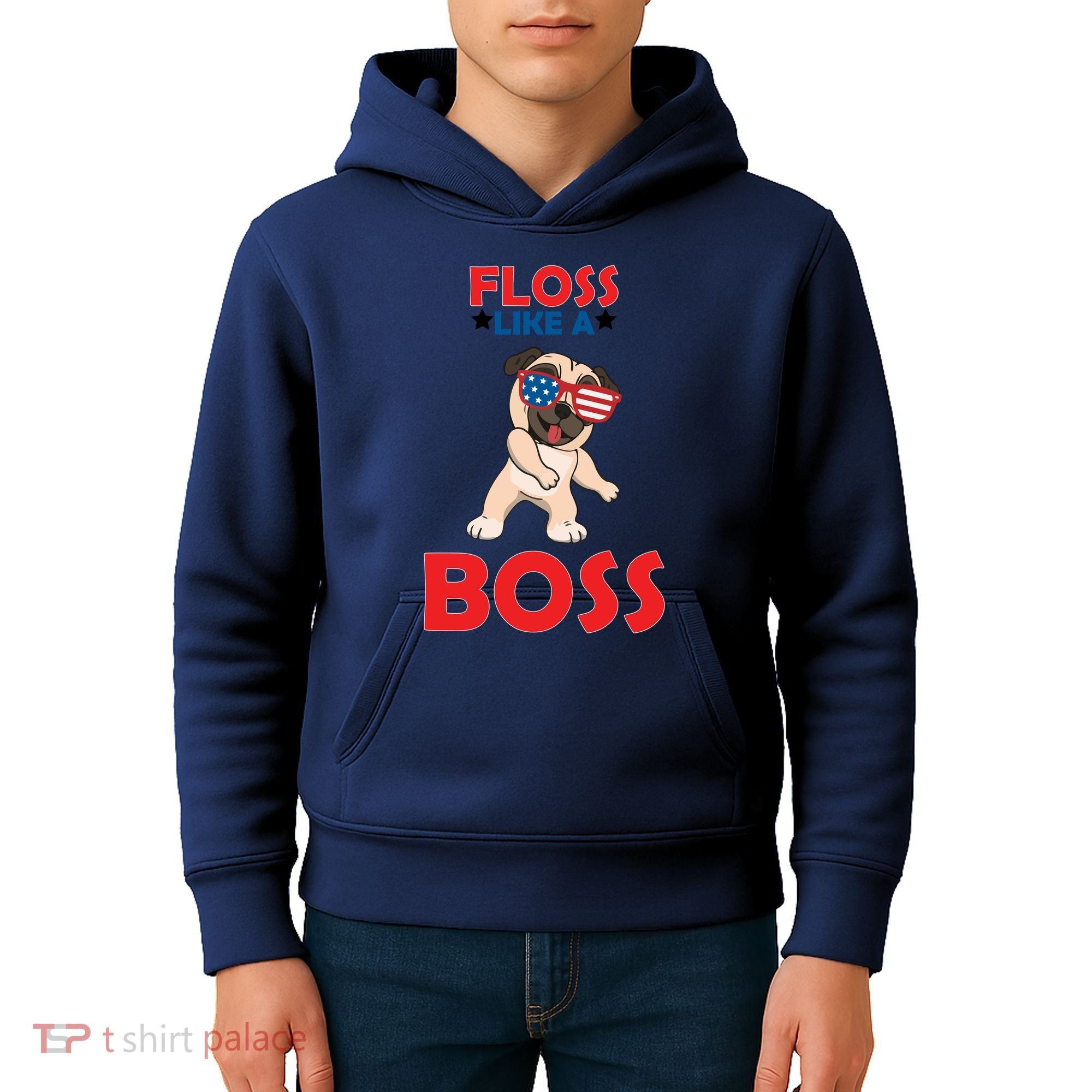 Floss Like A Boss Pug Dancing Kids Hoodie