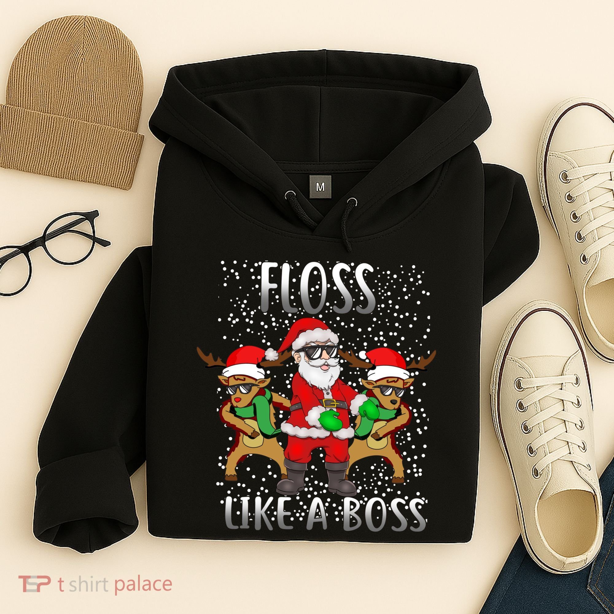 Floss like a Boss Santa Reindeer Hoodie