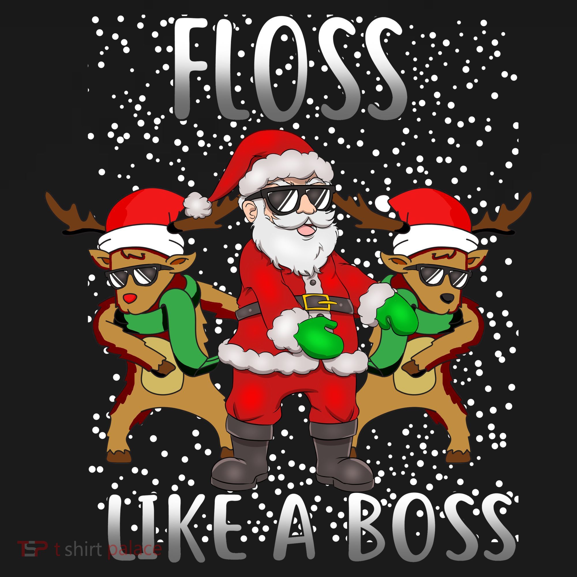 Floss like a Boss Santa Reindeer Polo