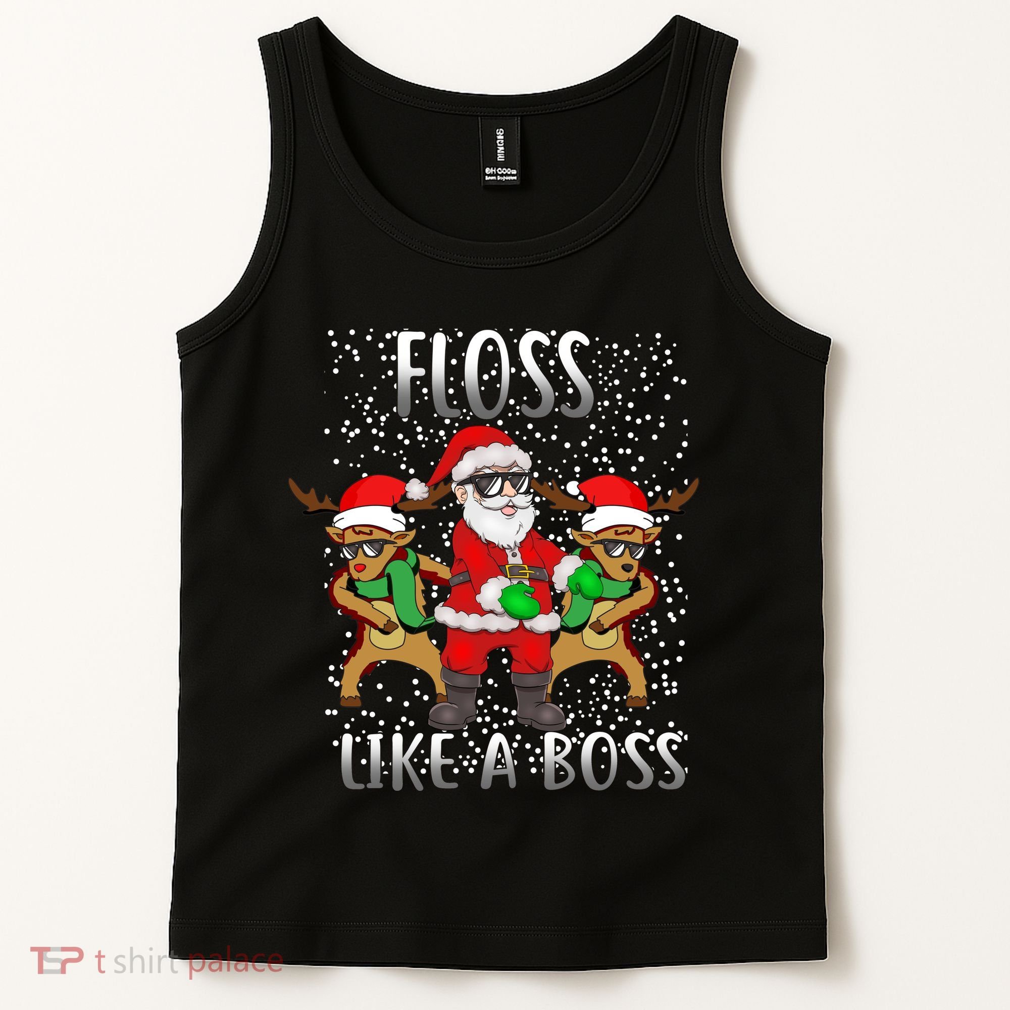 Floss like a Boss Santa Reindeer Tank Top