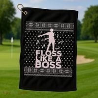 Floss Like A Boss Ugly Christmas Sweater Golf Towel thumb 1