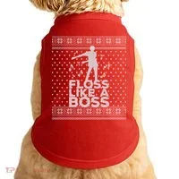 Floss Like A Boss Ugly Christmas Sweater Doggie Tank thumb 0