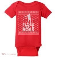 Floss Like A Boss Ugly Christmas Sweater Baby Bodysuit thumb 0