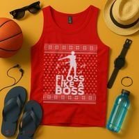 Floss Like A Boss Ugly Christmas Sweater Tank Top thumb 4