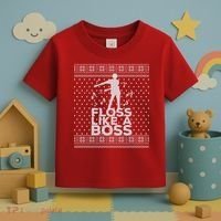 Floss Like A Boss Ugly Christmas Sweater Toddler T-Shirt thumb 3