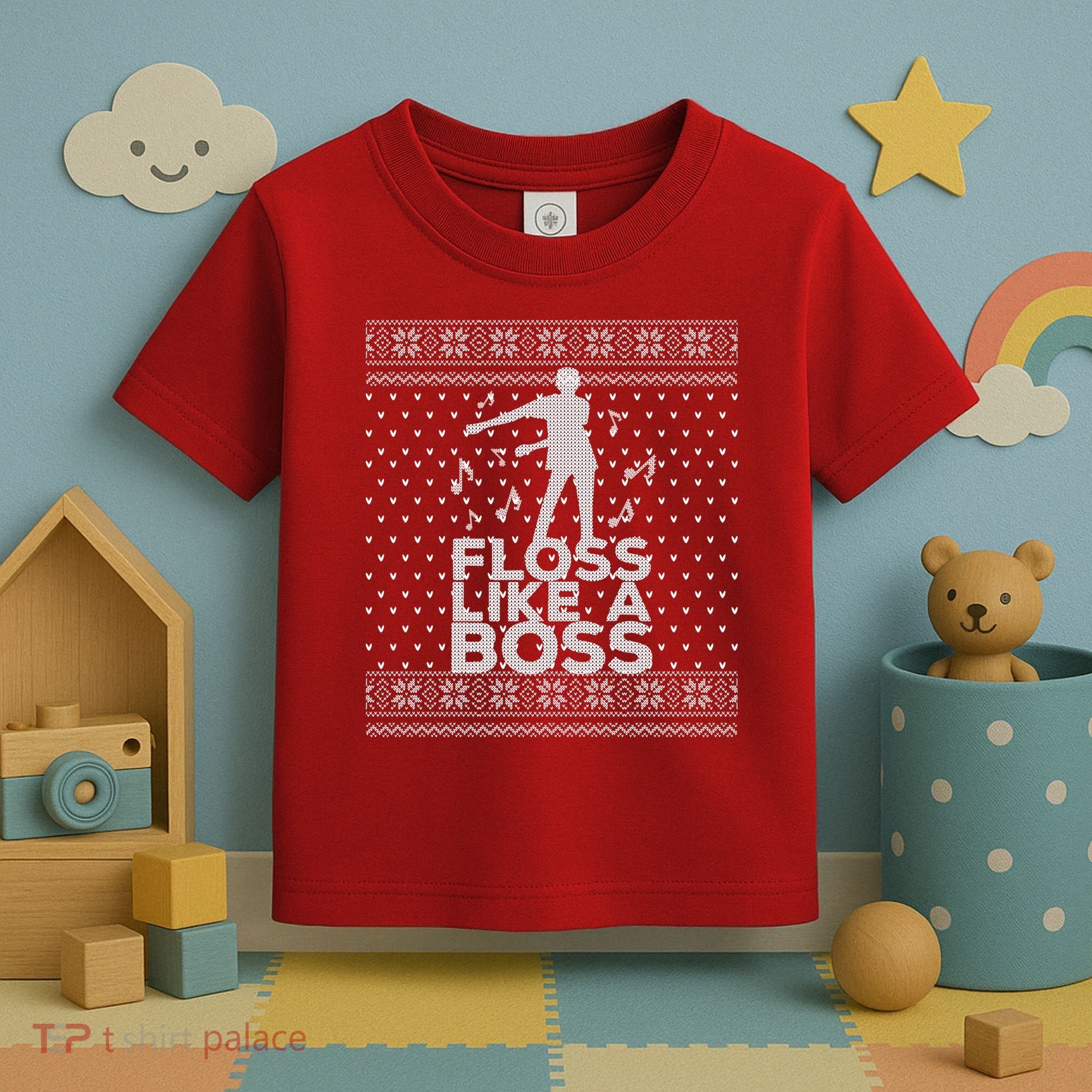 Floss Like A Boss Ugly Christmas Sweater Toddler T-Shirt