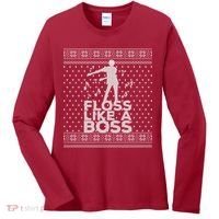 Floss Like A Boss Ugly Christmas Sweater Women's Long Sleeve Shirt thumb 0