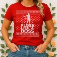 Floss Like A Boss Ugly Christmas Sweater Women's T-Shirt thumb 2