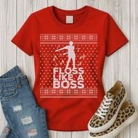 Floss Like A Boss Ugly Christmas Sweater Women's T-Shirt thumb 3