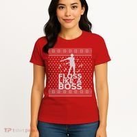 Floss Like A Boss Ugly Christmas Sweater Women's T-Shirt thumb 4