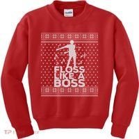 Floss Like A Boss Ugly Christmas Sweater Kids Sweatshirt thumb 0