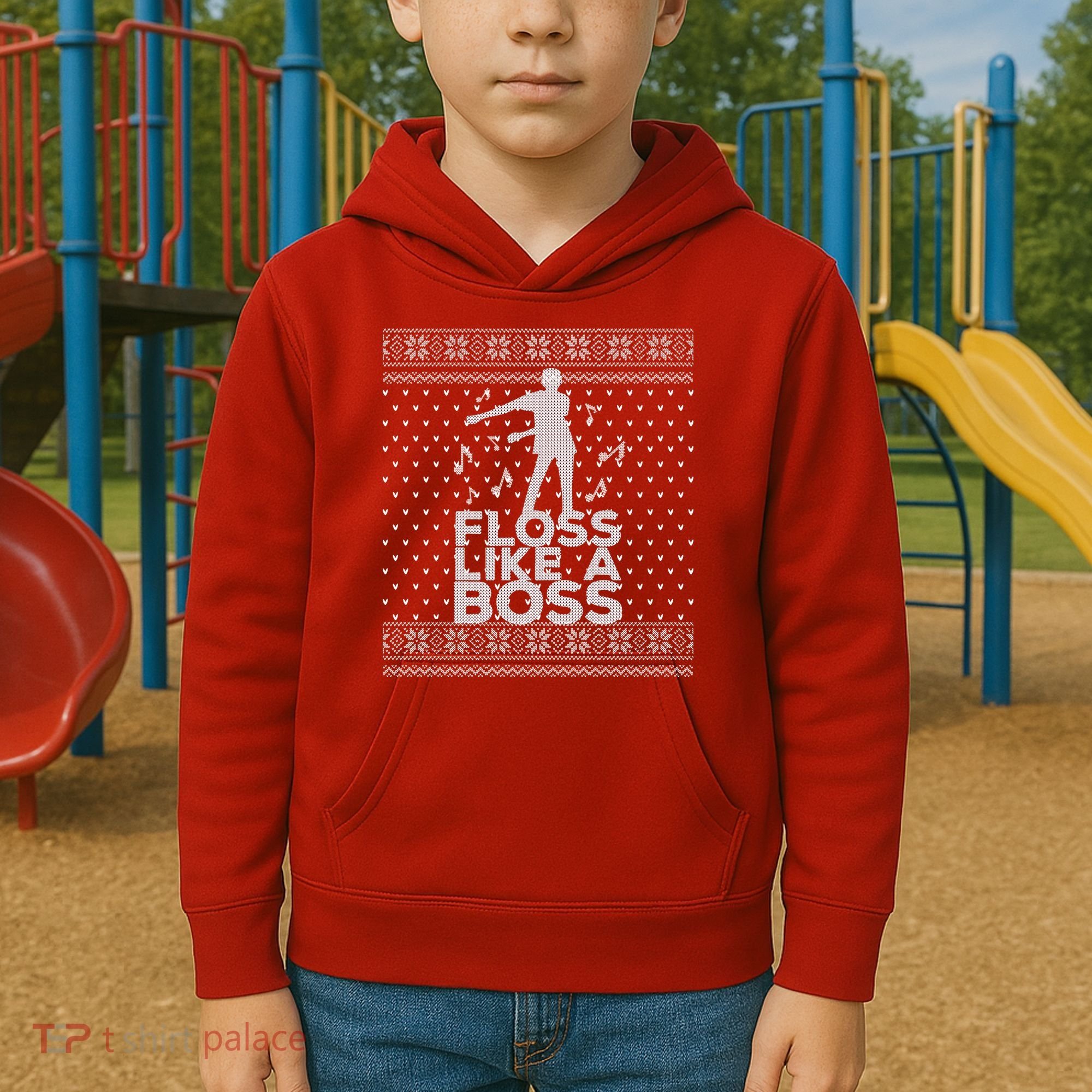 Floss Like A Boss Ugly Christmas Sweater Kids Hoodie