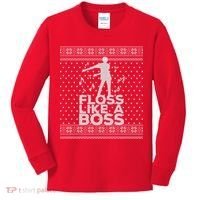 Floss Like A Boss Ugly Christmas Sweater Kids Long Sleeve Shirt thumb 0