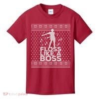 Floss Like A Boss Ugly Christmas Sweater Kids T-Shirt thumb 0