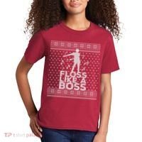 Floss Like A Boss Ugly Christmas Sweater Kids T-Shirt thumb 2