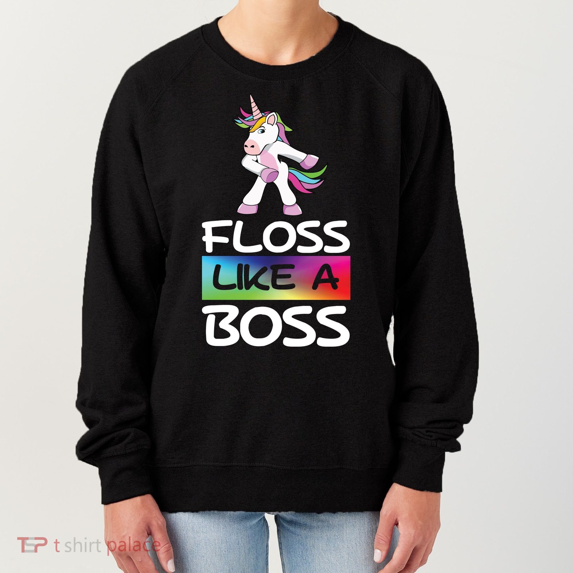 Floss Like a Boss Unicorn Rainbow Women's Sweatshirt