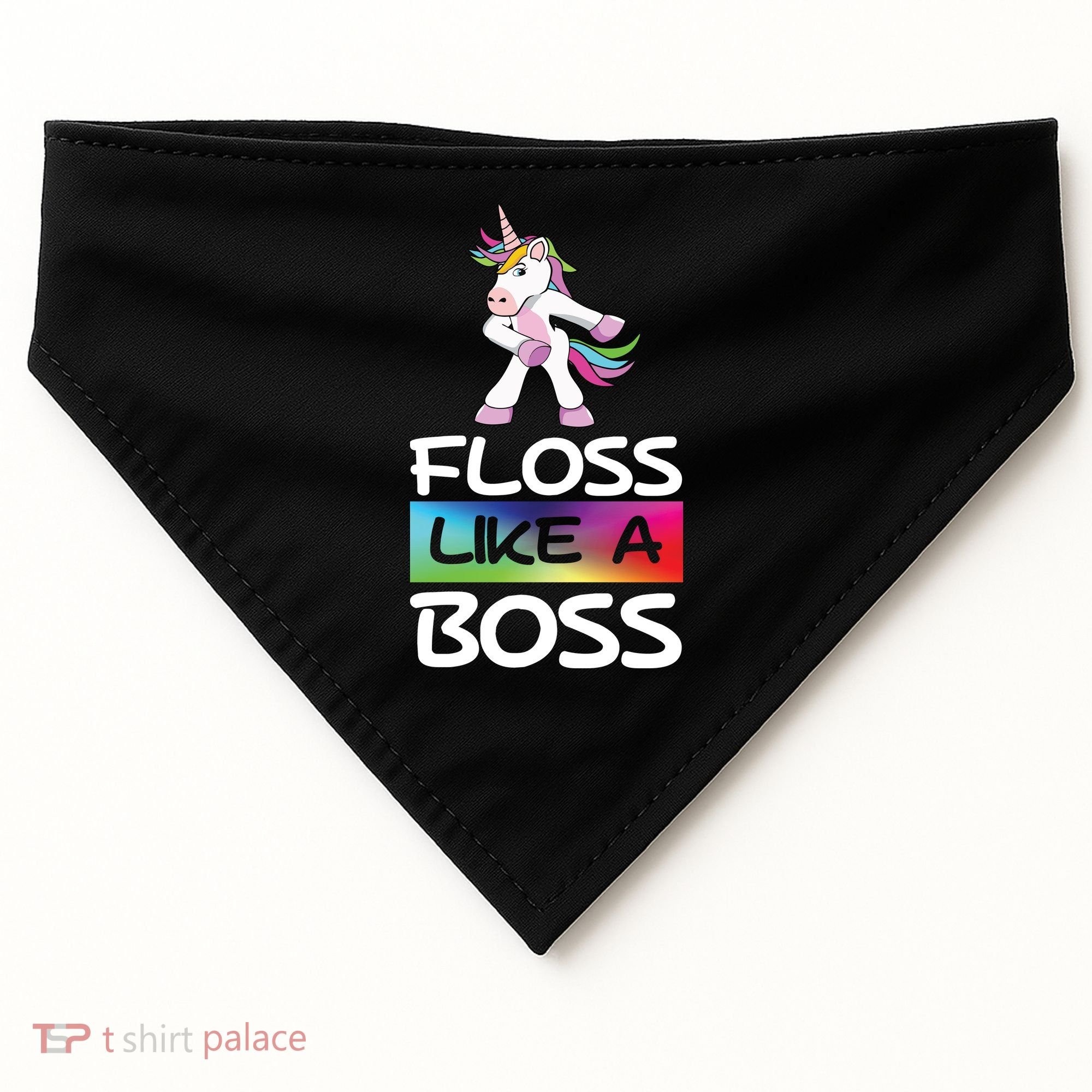 Floss Like a Boss Unicorn Rainbow USA-Made Doggie Bandana