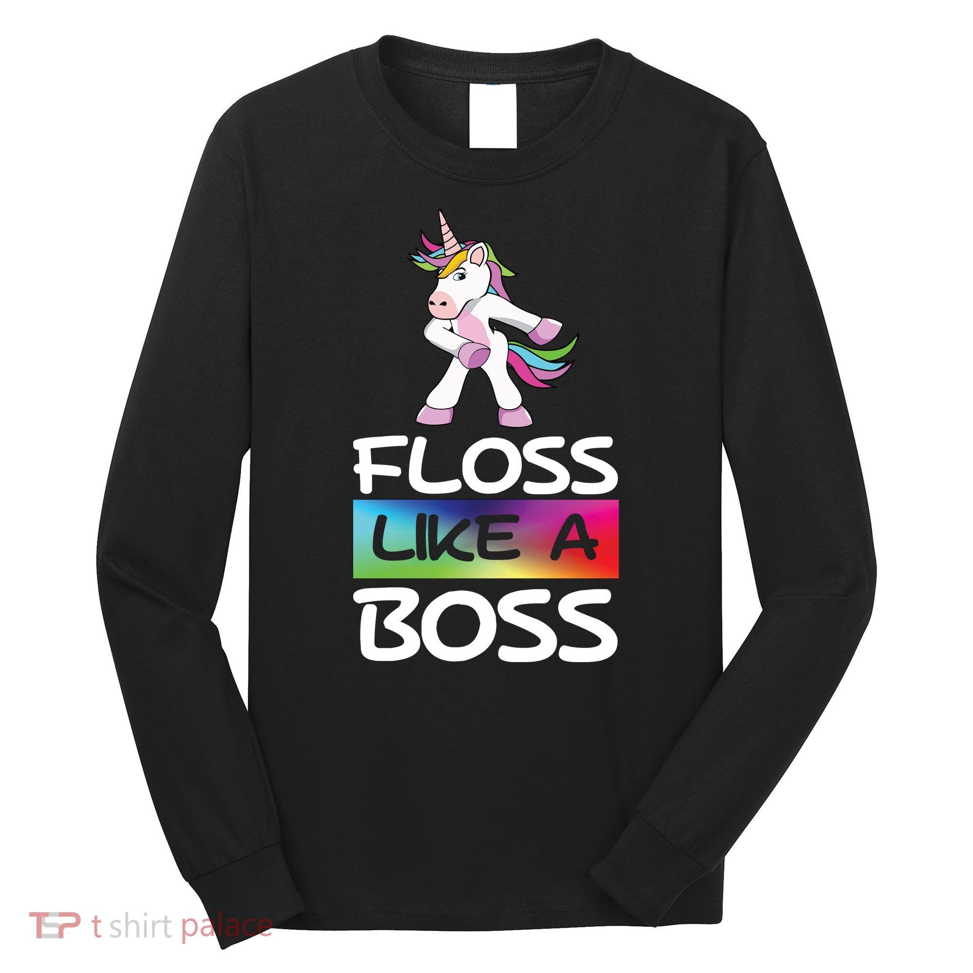 Floss Like a Boss Unicorn Rainbow Long Sleeve Shirt