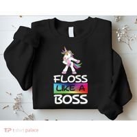 Floss Like a Boss Unicorn Rainbow Sweatshirt thumb 2