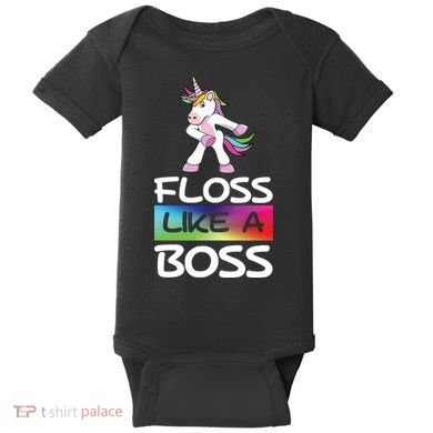 Floss Like a Boss Unicorn Rainbow Baby Bodysuit