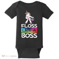 Floss Like a Boss Unicorn Rainbow Baby Bodysuit thumb 0