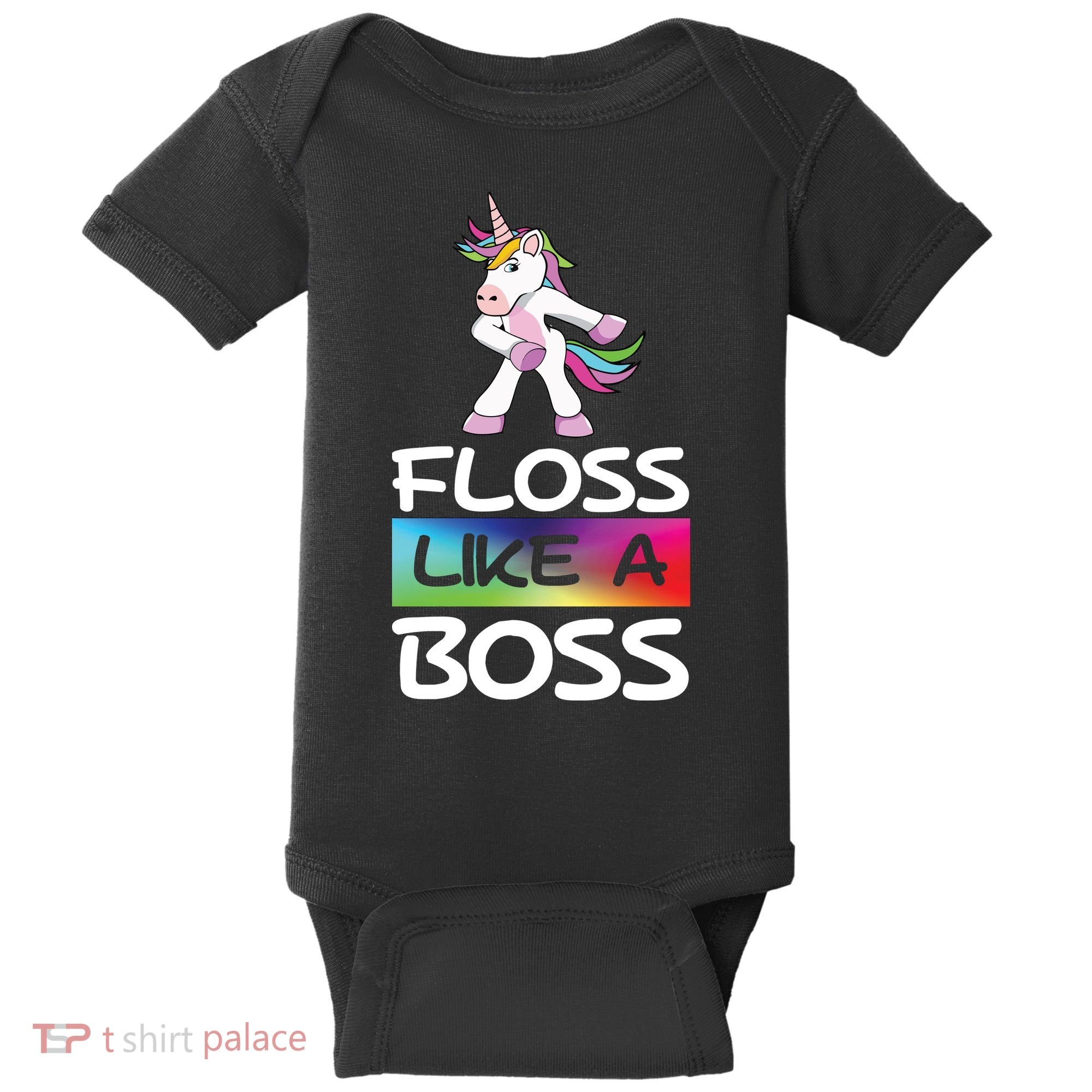 Floss Like a Boss Unicorn Rainbow Baby Bodysuit