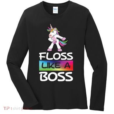 Floss Like a Boss Unicorn Rainbow Women's Long Sleeve Shirt