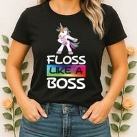 Floss Like a Boss Unicorn Rainbow Women's T-Shirt thumb 2
