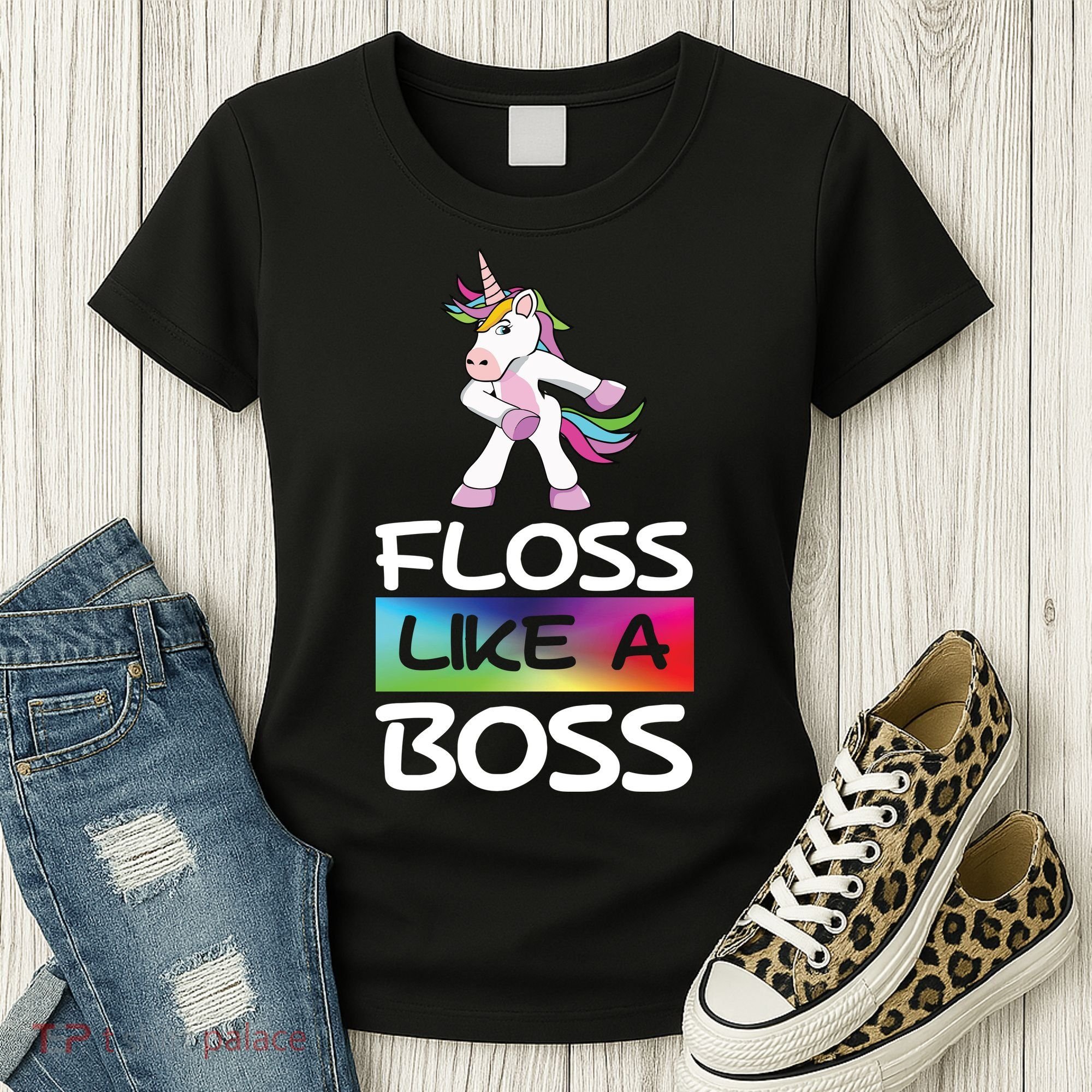 Floss Like a Boss Unicorn Rainbow Women's T-Shirt