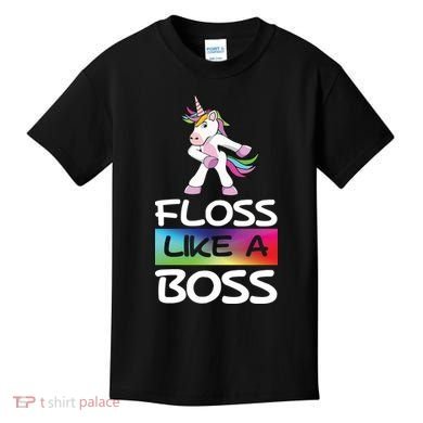 Floss Like a Boss Unicorn Rainbow Kids T-Shirt