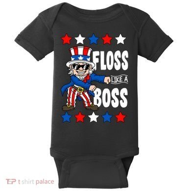 Floss Like A Boss USA 4th of July Baby Bodysuit