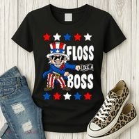 Floss Like A Boss USA 4th of July Women's T-Shirt thumb 3