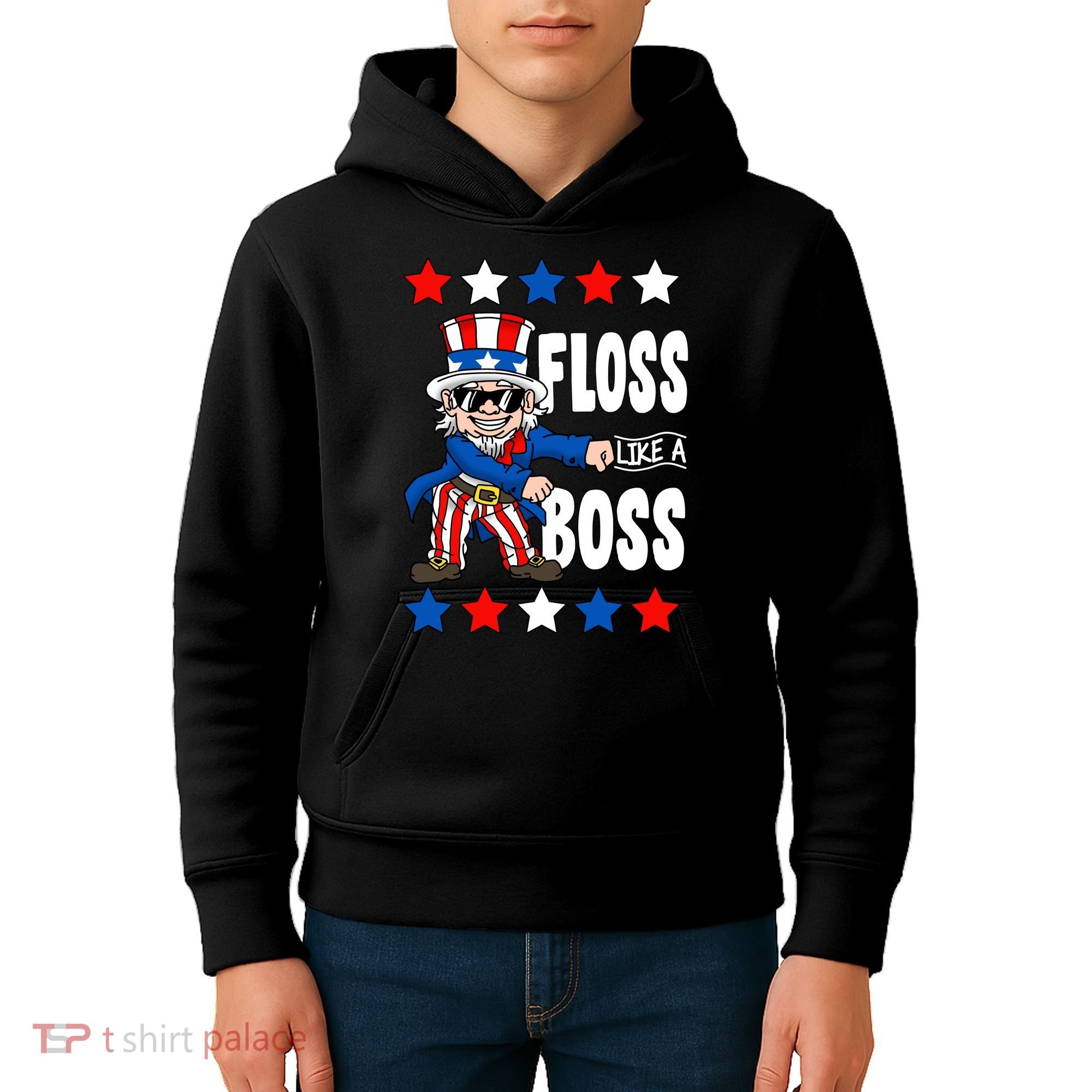 Floss Like A Boss USA 4th of July Kids Hoodie