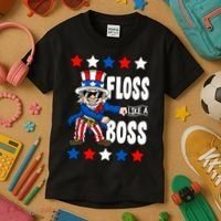 Floss Like A Boss USA 4th of July Kids T-Shirt thumb 3